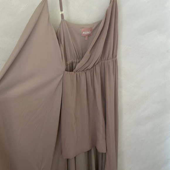Show Me Your Mumu Liz wrap dress in soft beige maxi bridesmaid spaghetti strap - Picture 7 of 8